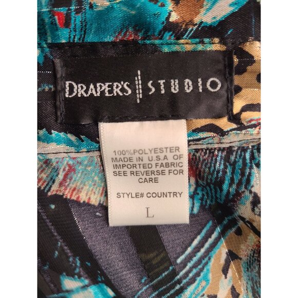 Drapers Studio Long Sleeves Womens Shirt Top 2 Piece Set Peacock Size L A100 - Picture 12 of 14
